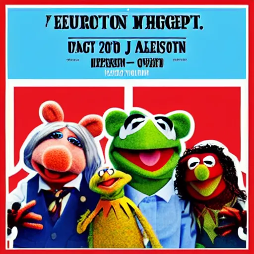 Prompt: a concert poster for the muppets in the style of jefferson airport