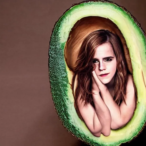 Image similar to emma watson inside a giant avocado