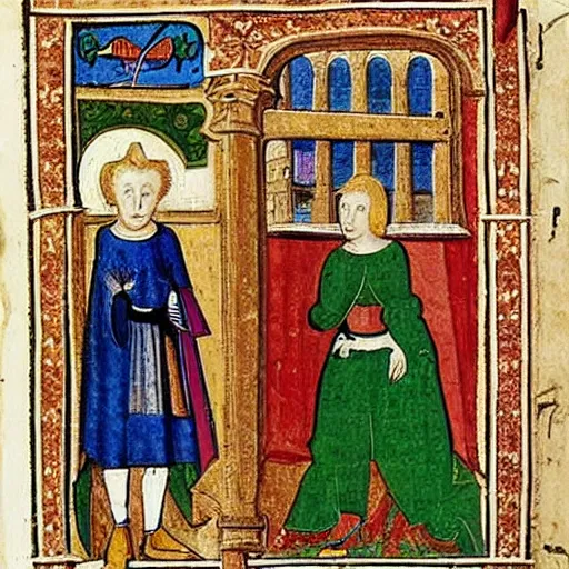 Image similar to manon and gregoire, medieval illumination