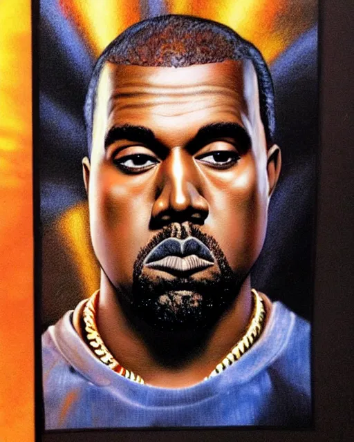 Image similar to kanye west, airbrush, drew struzan illustration art, key art, movie poster