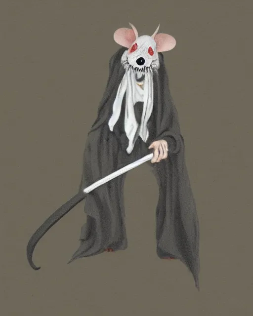 Prompt: grim reaper but a rat