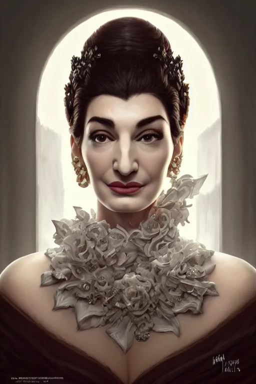 Prompt: maria callas, highly detailed, d & d, symmetrical, fantasy, highly detailed, realistic, highly realistic smooth porcelain skin, digital painting, trending on artstation, concept art, sharp focus, illustration, art by artgerm and greg rutkowski and fuji choko and viktoria gavrilenko and hoang lap