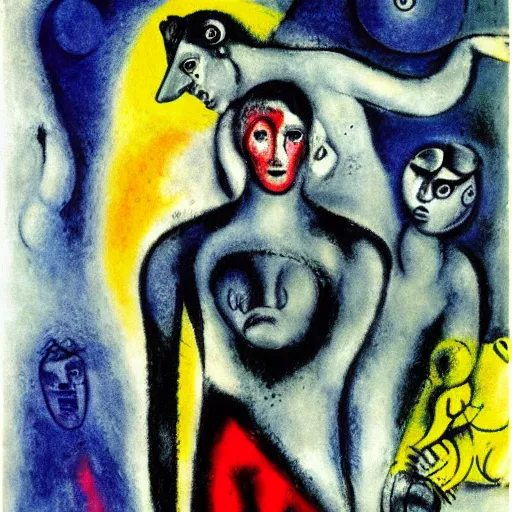 Image similar to cyborgs by marc chagall