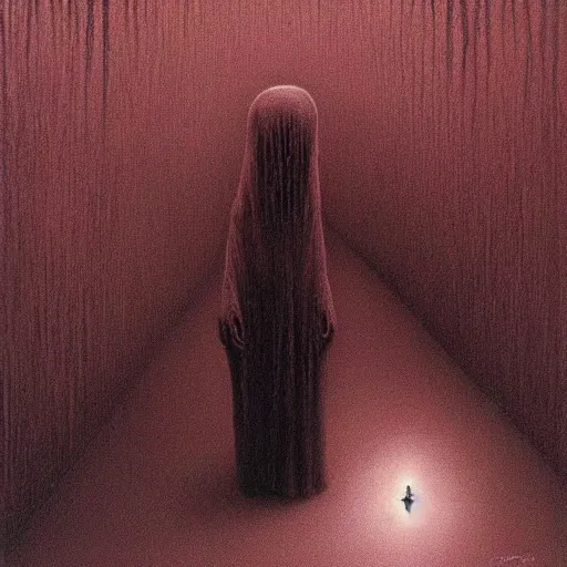 Prompt: Eerie commuter ghost. Zdzisaw Beksinski.