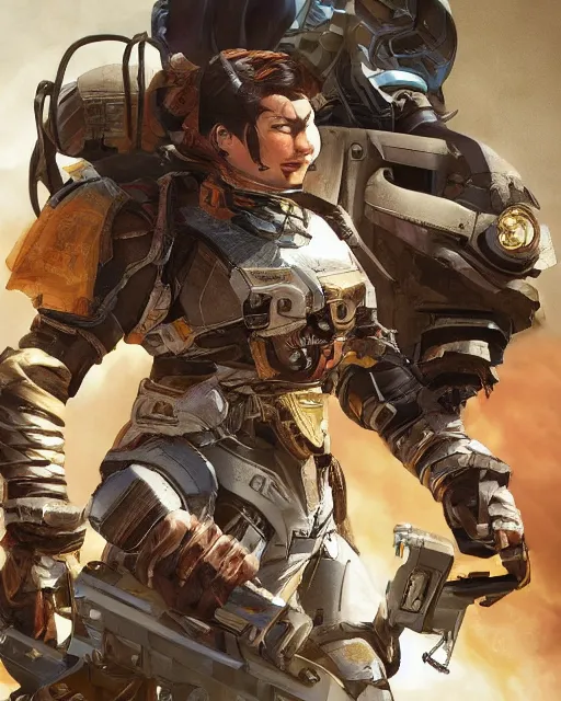 Prompt: Titanium Rebellion as an Apex Legends character digital illustration portrait design by, Mark Brooks and Brad Kunkle detailed, gorgeous lighting, wide angle action dynamic portrait