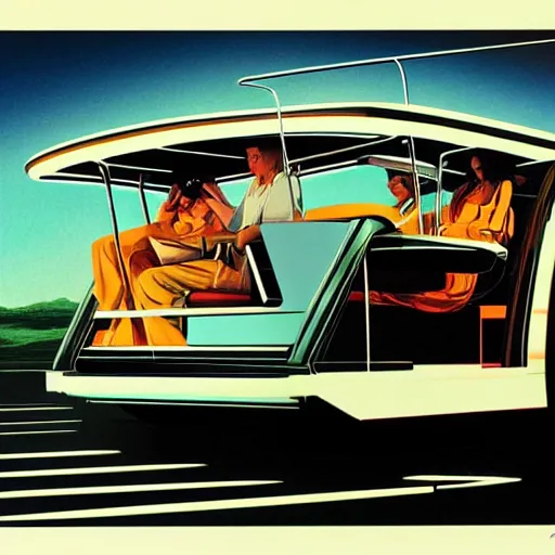 Prompt: retro futuristic jeepney by syd mead