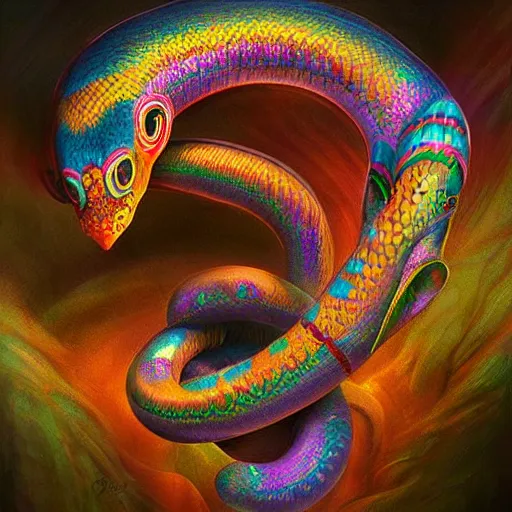 Prompt: the rainbow serpent, digital painting, amazing detail, art station, cgsociety