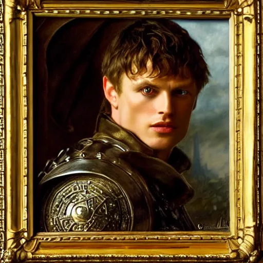 Prompt: arthur pendragon and merlin. close up of their faces. natural lighting. highly detailed painting by gaston bussiere, j. c. leyendecker 8 k