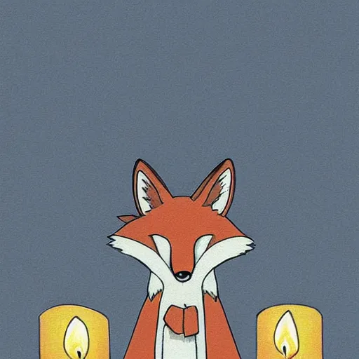 Prompt: a fox with candle head by studio ghibli