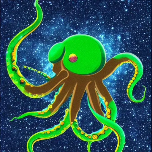 Prompt: an octopus camouflaged in the cosmic microwave background