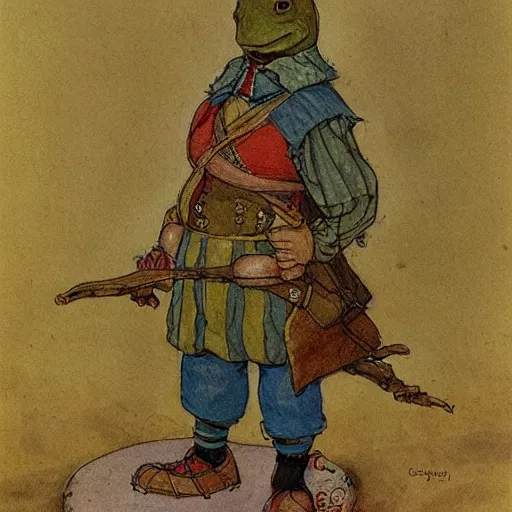 Prompt: anthropomorphic turtle hero by carl larsson