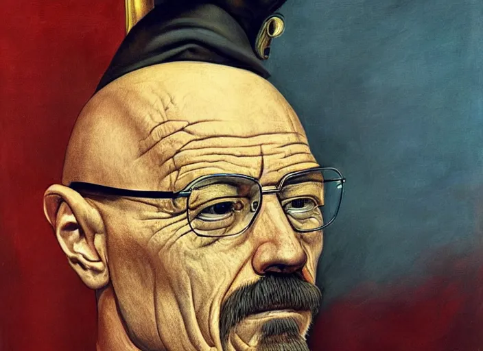 Prompt: a highly detailed beautiful portrait of walter white by salvador dali