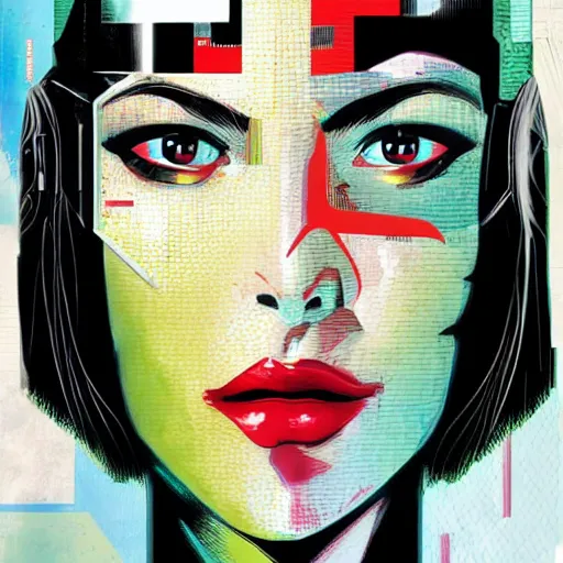 Image similar to portrait of a female android, by DC comics and Sandra Chevrier