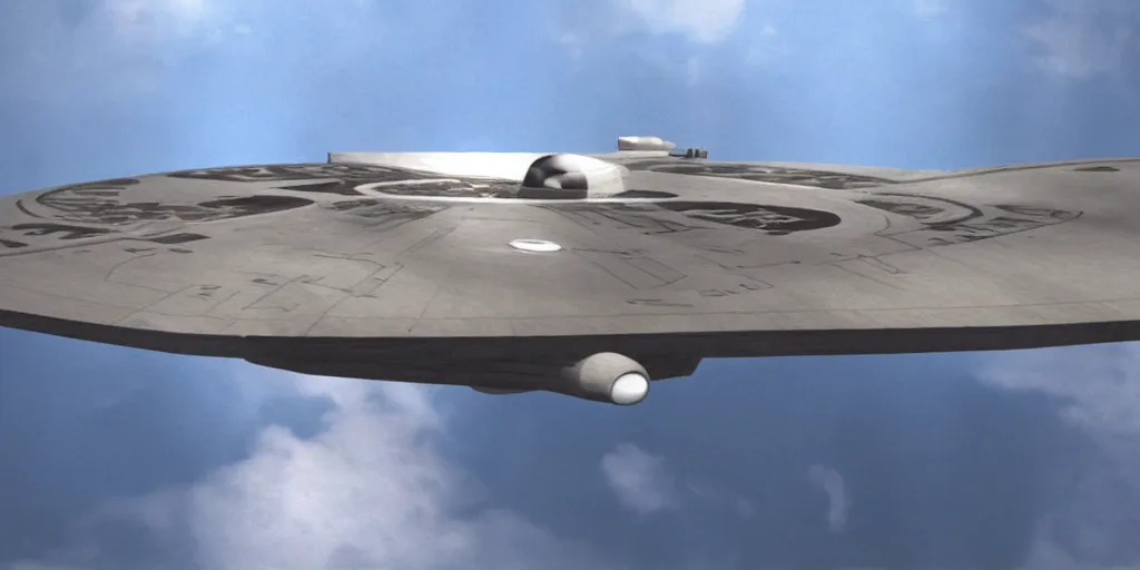 Prompt: matte painting of the USS Enterprise D