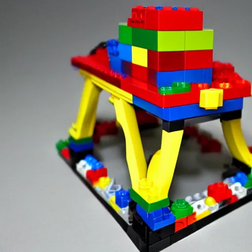 Image similar to a guillotine made out of legos