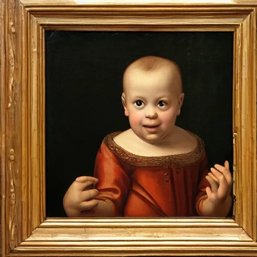 Image similar to Renaissance portrait painting of a baby