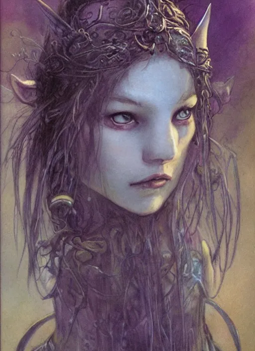 Prompt: portrait of young female sorceress of doom, beautiful! coherent! dungeons and dragons character, by brian froud, strong line, night color, high contrast