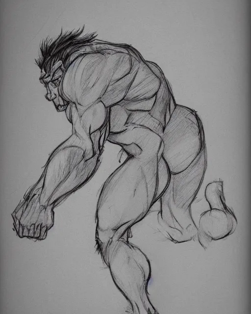 Image similar to a man turning into a beast, sketch by glen keane, black and white illustration by glen keane, concept art, artstation, disney 1 9 9 0