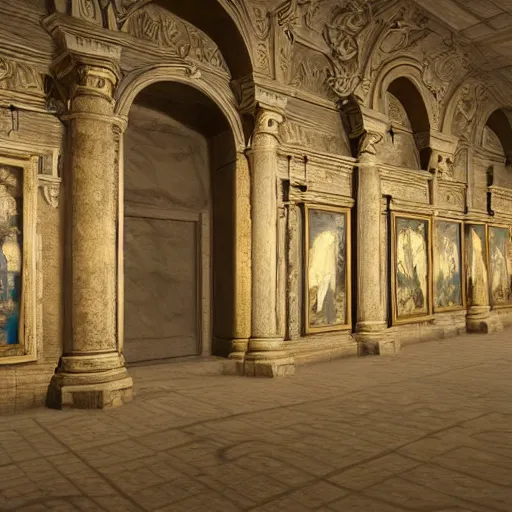 Image similar to ornate wall, full of paintings of angels, unreal engine texture highly detailed