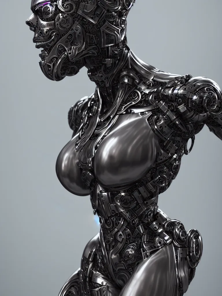 Image similar to a centered render of an alluring cyborg goddess, full body, gorgeous face, perfect face, powerful, by viktoria gavrilenko, 3 d, trending on artstation, octane render, 8 k