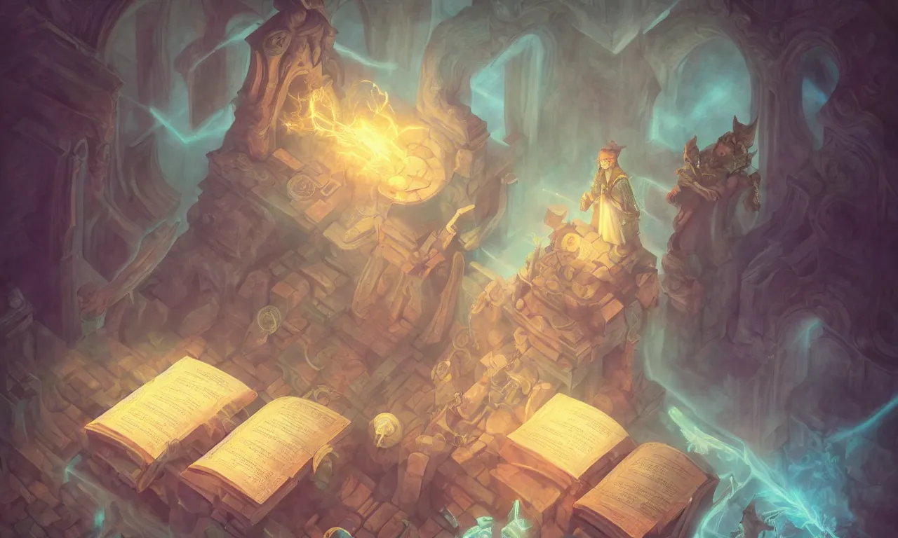 Image similar to giant hall, kerberos realm, service ticket close up, wizard reading a directory, nordic pastel colors, 3 d art, digital illustration, perfect lighting