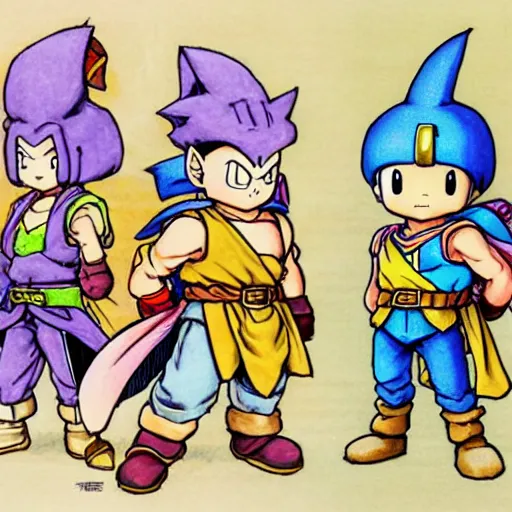 Prompt: Dragon Quest character concept art by Akira Toriyama,pencil on paper,as seen on pixiv