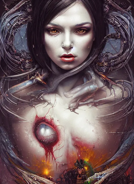 Prompt: dream portrait of a succubus in a dark ancient attic room, melting ,8k,by tristan eaton,Stanley Artgermm,Tom Bagshaw,Greg Rutkowski,Carne Griffiths, Ayami Kojima, Beksinski, Giger,trending on DeviantArt,face enhance,hyper detailed,minimalist,cybernetic, android, blade runner,full of colour