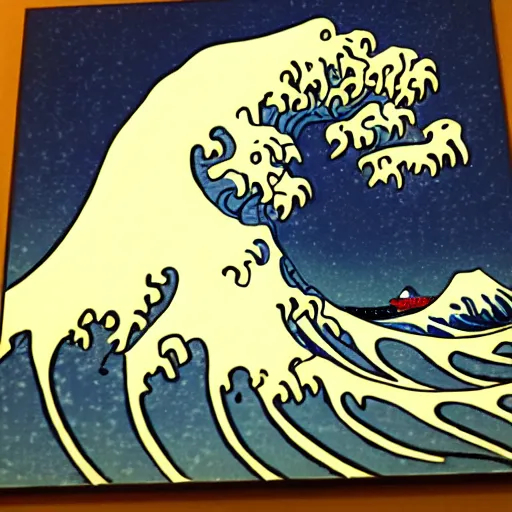 Image similar to the great wave made of spaghetti