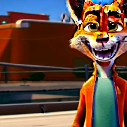 Image similar to Nick Wilde (from Zootopia) in a Grand Theft Auto: San Andrea loading screen