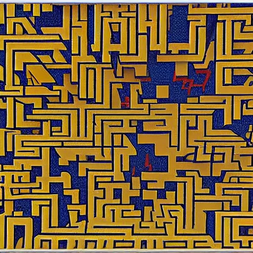 Image similar to insanely 3 d hedge maze labyrinth by albert gleizes