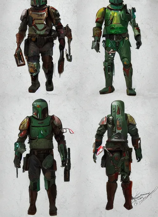 Image similar to cyberpunk x boba fett, digital art, character mashup, epic volumetric lighting, combination art