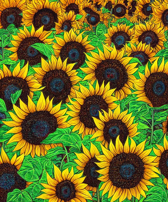 Prompt: sunflower garden, heavenly, sun rays, intricate, colorful, highly detailed, digital painting, smooth, sharp focus, illustration