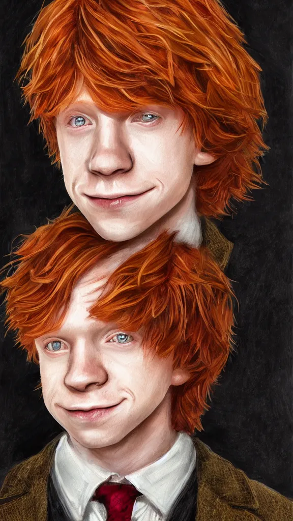 Image similar to a close - up portrait of ron weasley, attending the yule ball. beautiful painting by jim kay. color harmony, 8 k detail, gallery quality, hd wallpaper, premium prints available, hyper - detailed, intricate design.
