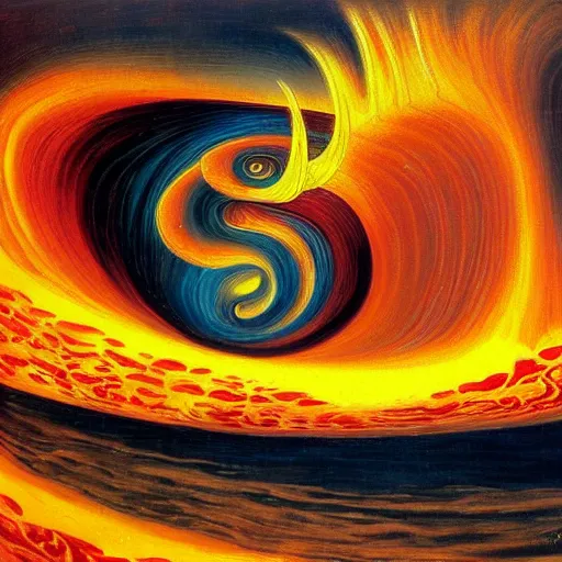 Prompt: portrait of a Wave of fire by Salvidor Dali.