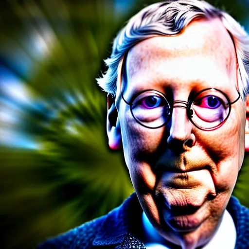 Prompt: photograph portrait of Mitch McConnell sitting on a park bench, sigma 85mm f/1.4, 4k, depth of field, high resolution, 4k, 8k, hd, full color