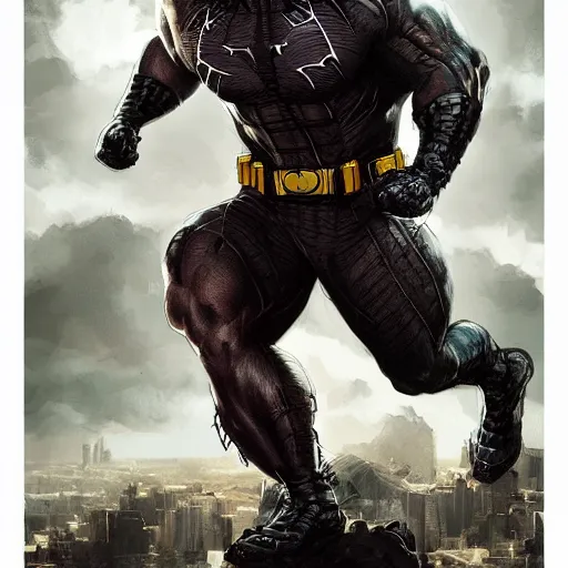 Prompt: dwayne johnson as spiderbatman, digital illustration portrait design, by android jones and greg rutkowski, retrowave color scheme, detailed, cinematic lighting, wide angle action dynamic portrait