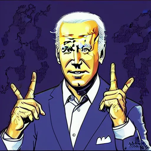 Image similar to Joe Biden doesn’t know where he is, lost. illustration concept art in the style of Arthur Adams