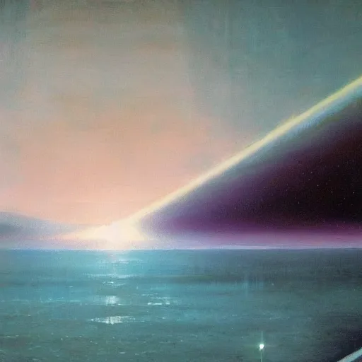 Prompt: a beautiful painting of spaceship at the bottom of the sea by john harris
