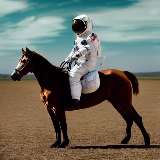 Prompt: aesthetic photograph of an astronaut riding a horse