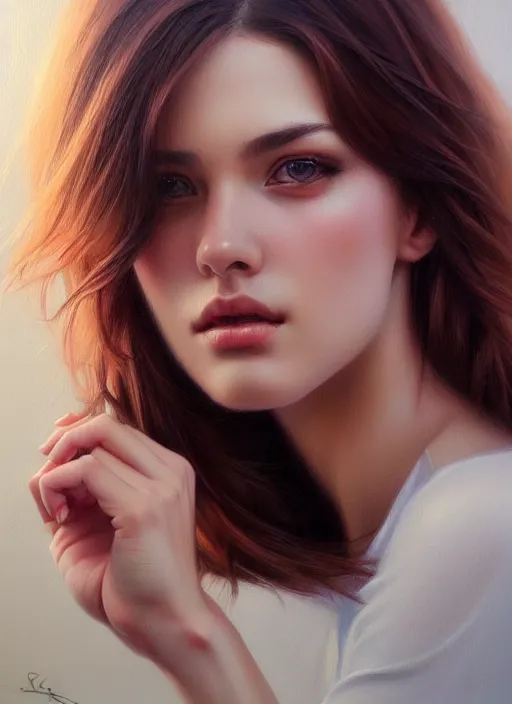 Image similar to photo of a gorgeous young woman in the style of stefan kostic, realistic, sharp focus, 8k high definition, insanely detailed, intricate, elegant, art by stanley lau and artgerm