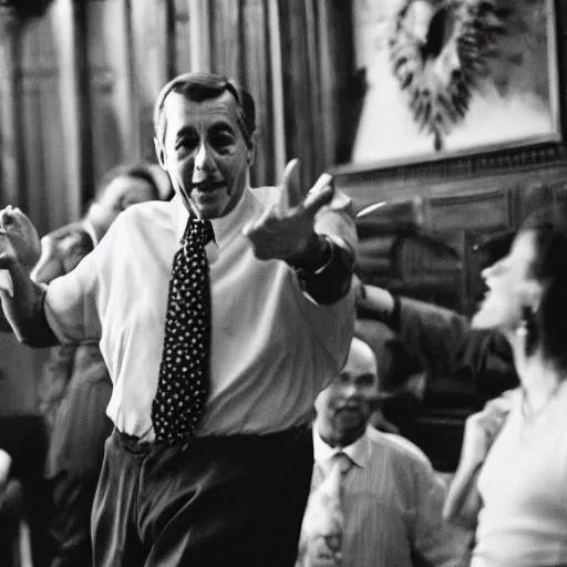 Image similar to Former House Speaker John Boehner dancing his heart out. CineStill