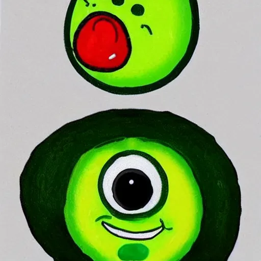 Image similar to avocado with cute smile face kawai art