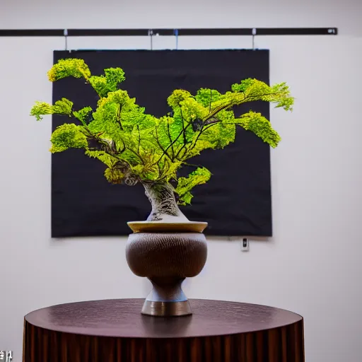 Prompt: a photo of 8k Ikebana, ohararyu, wide angle, sony a7r3, ultra detail, photorealistic, in simple background