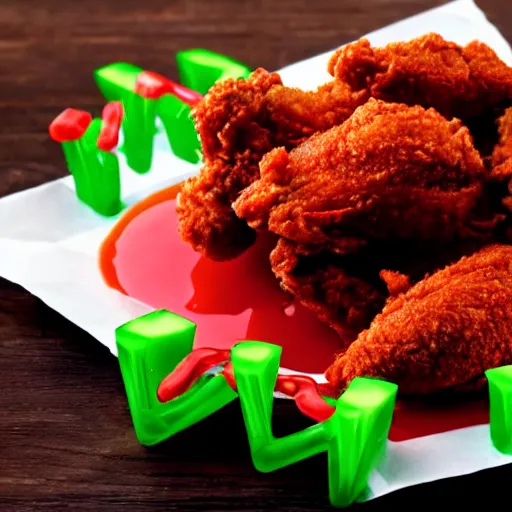 Image similar to fried chicken made of jello