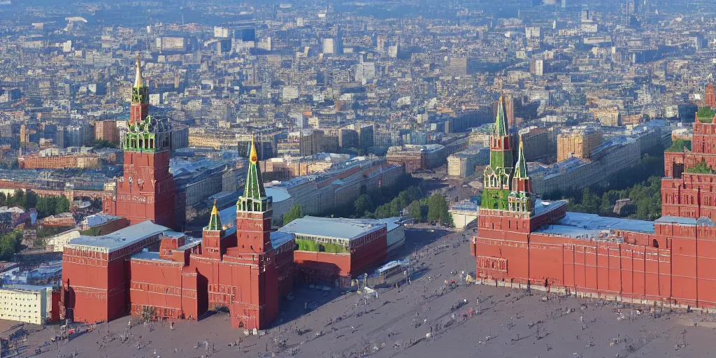 Prompt: big detailed missile falling on Red Square in Moscow, high quality, 4k