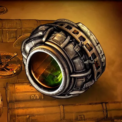 Prompt: A steampunk wristband that shoots out a grapple using steam canisters, epic fantasy art style HD