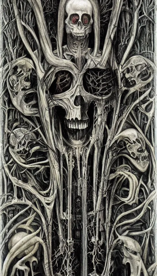 Prompt: life and death mixing together, by hr giger