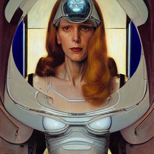 Prompt: portrait of a sci - fi woman, by donato giancola, berthold woltze, and norman rockwell.