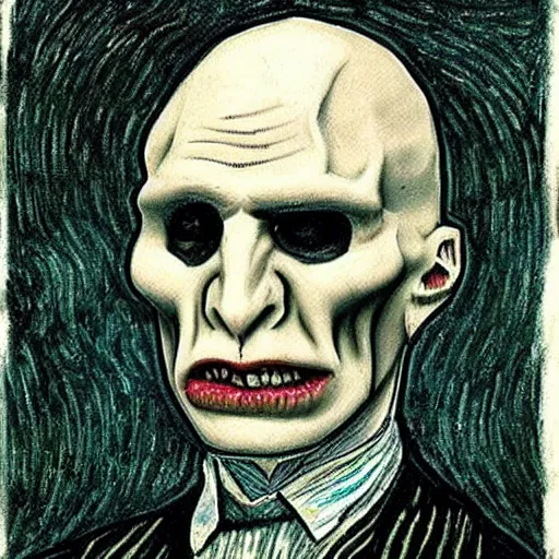 Image similar to Voldemort drawn by Vincent van Gogh