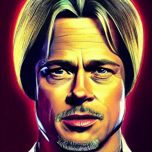 Prompt: “ brad pitt retro minimalist portrait, moebius starwatcher, by jean giraud, 8 k ”